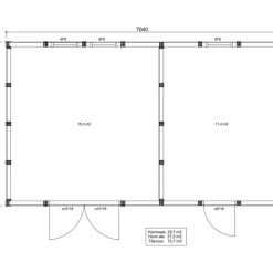 Elementtivarasto Timburg E18 7040x4240 mm 29.85 m² puuvalmis