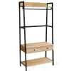 Eteisen hylly Home4You Lavinia 84x40x169cm, laatikolla, saarni/musta
