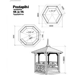 Grillikatos Jalotakka Poutapilvi 6-kulmainen (6m²)