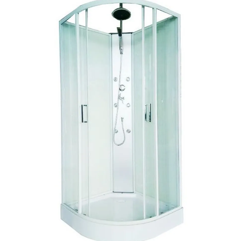 Hierova suihkukaappi Harma White Onyx 85x85x225 cm valkoinen profiili kirkas lasi