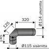 Hormin kulmaputki Harvia 90 astetta, Musta 115 mm