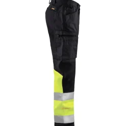 Huomiohousut Blåkläder 1551 Highvis Stretch musta/huomiokeltainen