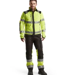 Huomiohousut Blåkläder 1551 Highvis Stretch musta/huomiokeltainen