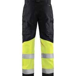 Huomiohousut Blåkläder 1551 Highvis Stretch musta/huomiokeltainen