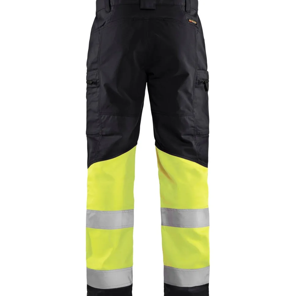 Huomiohousut Blåkläder 1551 Highvis Stretch musta/huomiokeltainen