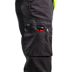 Huomiohousut Blåkläder 1551 Highvis Stretch musta/huomiokeltainen