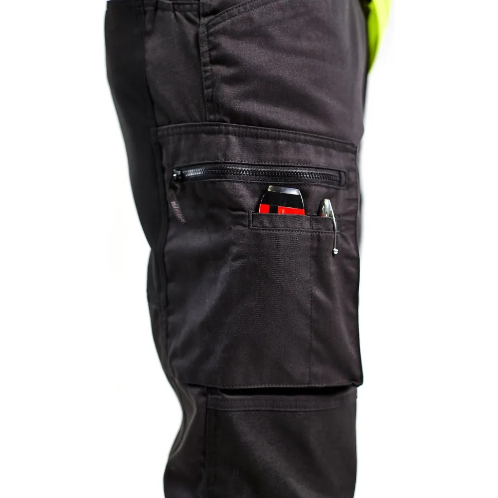 Huomiohousut Blåkläder 1551 Highvis Stretch musta/huomiokeltainen