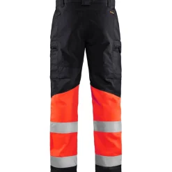 Huomiohousut Blåkläder 1551 Highvis Stretch musta/huomiopunainen