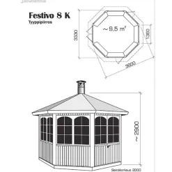 Huvimaja Jalotakka Festivo 8-kulmainen (9,5m²)