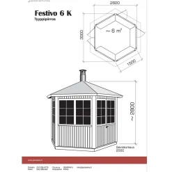 Huvimaja Jalotakka Festivo 6-kulmainen (6m²)