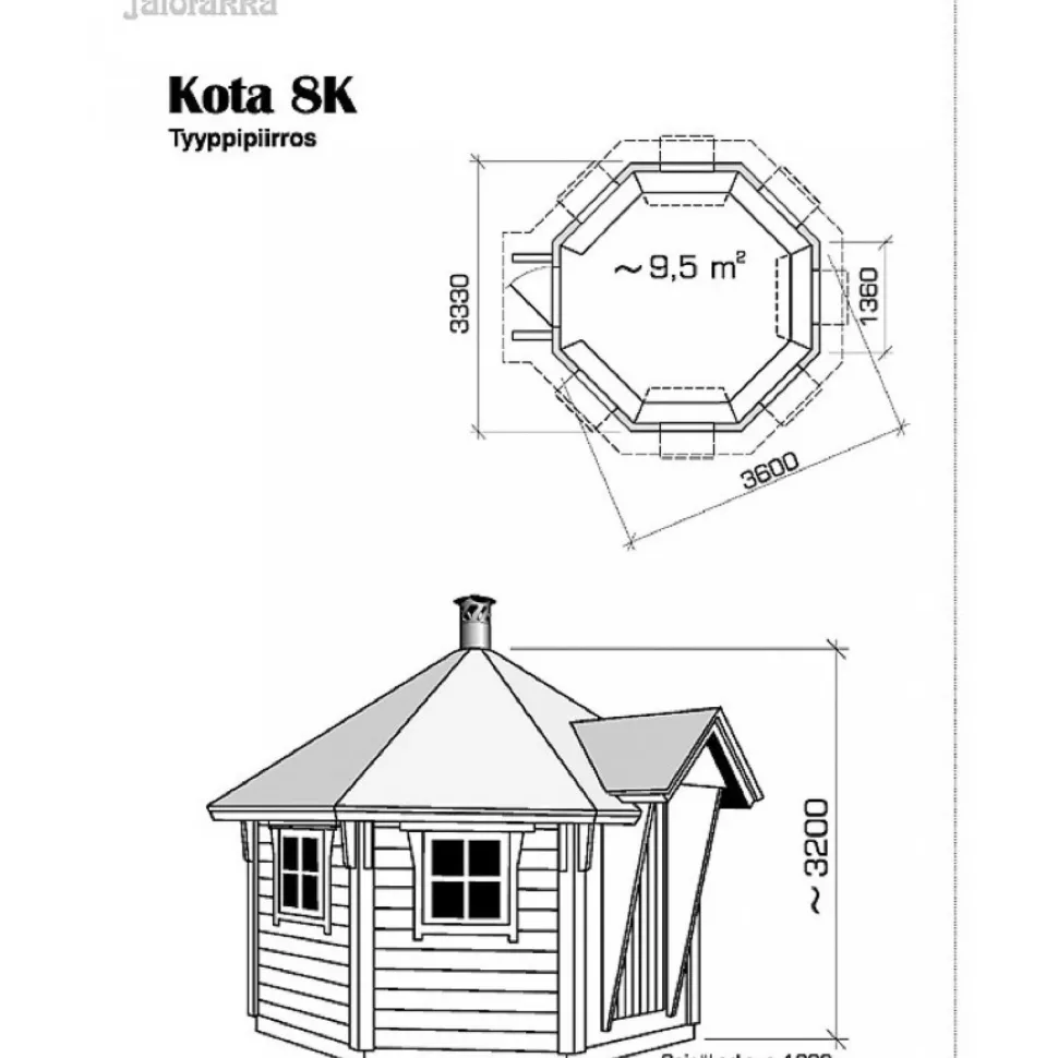 Huvimaja Jalotakka Kota 8-kulmainen (9,5m²)