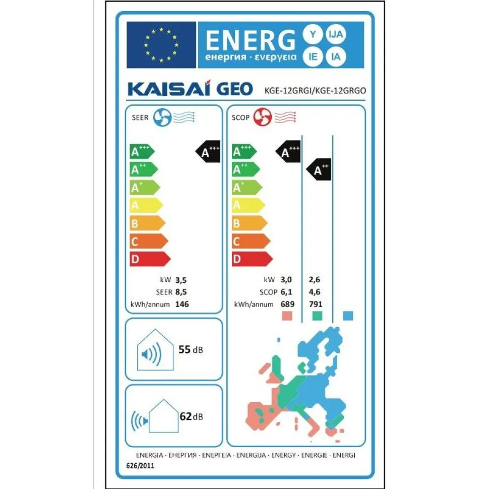 Ilmalämpöpumppu Kaisai GEO KGE12HRHI/ KGE12HRHO