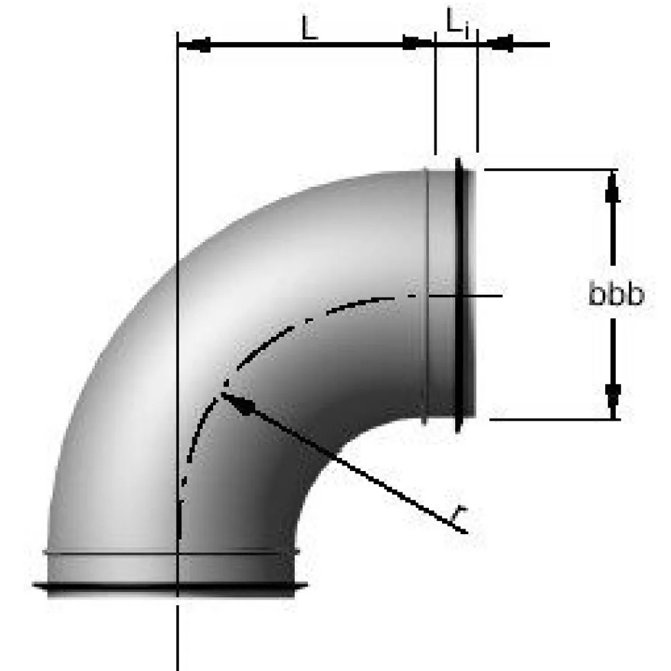 Ilmanvaihtokanavan käyrä 90° / 160 mm