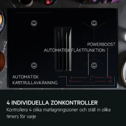 Induktioliesitaso liesituulettimella AEG GCH74B01CB, 70cm, musta