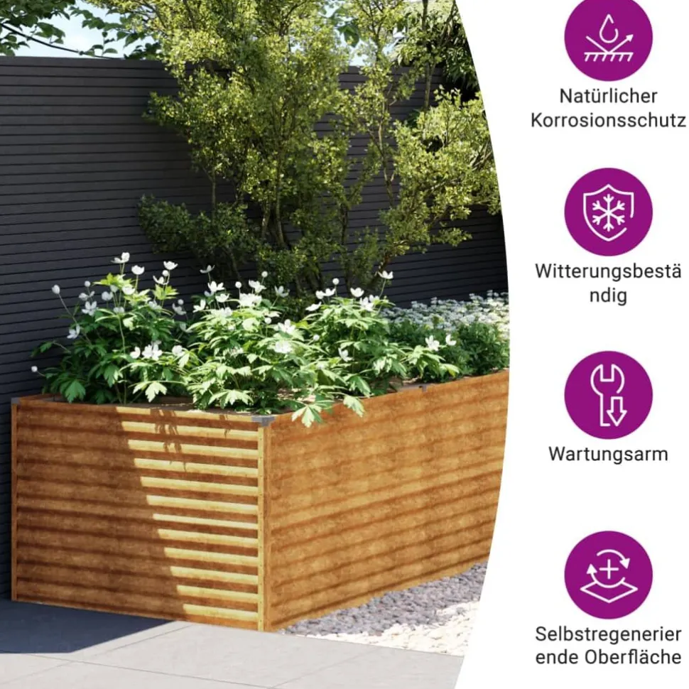 Istutuslaatikko 479x100x69 cm corten-teräs