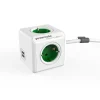Jatkojohto Allocacoc PowerCube Extended USB 1,5 m 4-osainen + 2 x USB-A vihreä/valkoinen