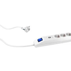 Jatkojohto Gelia 3+2 Kombi 3m 3-osainen + 2xUSB-A + kytkin valkoinen