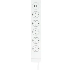 Jatkojohto Gelia 5+1+1 Kombi 2m 5-osainen + 1xUSB-A + 1xUSB-C valkoinen