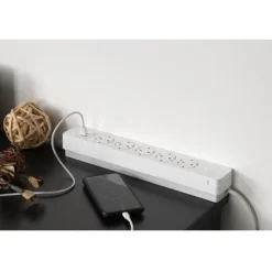 Jatkojohto Gelia 5+1+1 Kombi 2m 5-osainen + 1xUSB-A + 1xUSB-C valkoinen