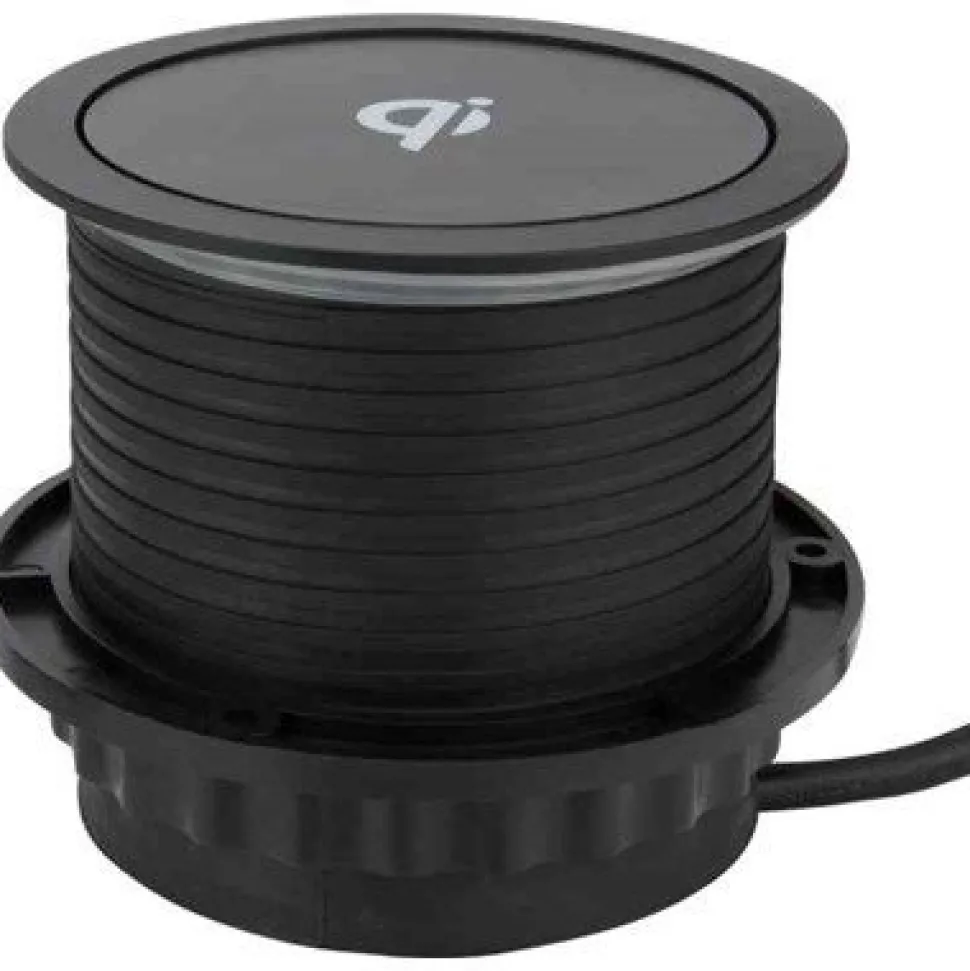 Jatkojohto Gelia Pop up 3+2+1 2m 3-osainen + 1xUSB-A + 1xUSB-C + langaton lataus musta/harmaa
