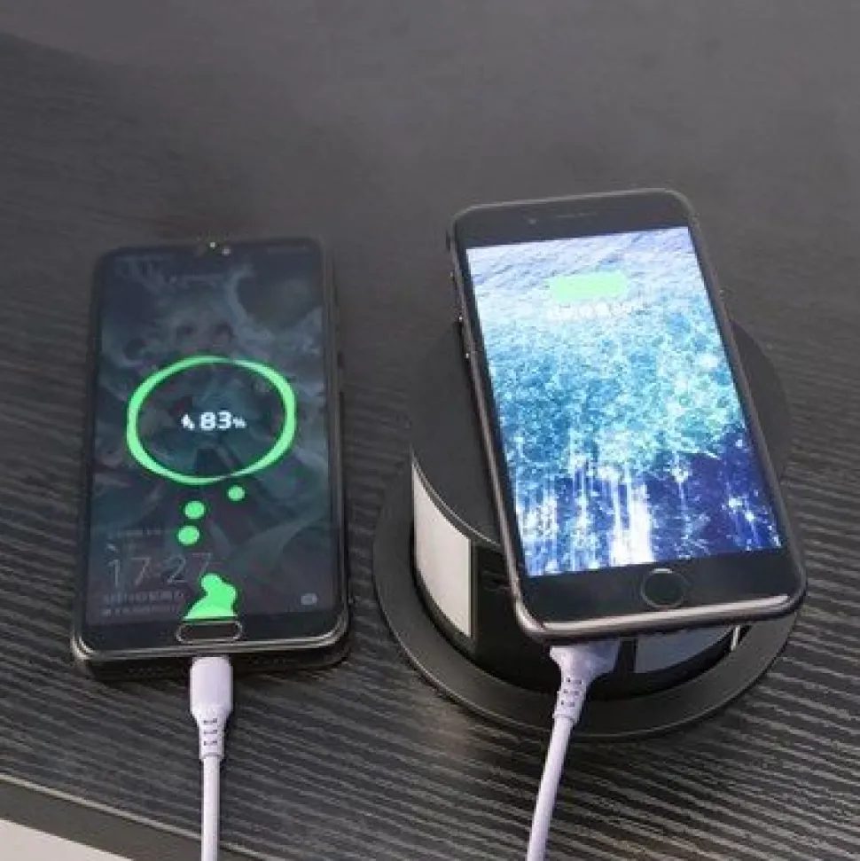 Jatkojohto Gelia Pop up 3+2+1 2m 3-osainen + 1xUSB-A + 1xUSB-C + langaton lataus musta/harmaa