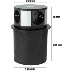 Jatkojohto Gelia Pop up 3+2+1 2m 3-osainen + 1xUSB-A + 1xUSB-C + langaton lataus musta/harmaa