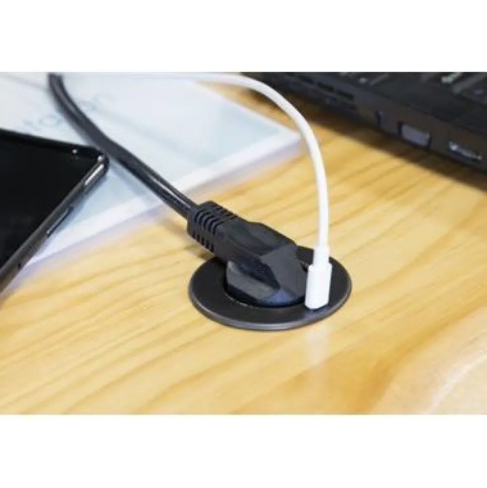 Jatkojohto Gelia Pöytäyksikkö 1+1 1,5m 1-osainen + 1xUSB-C + USB-A adapteri musta
