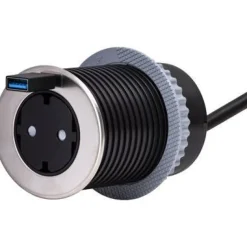 Jatkojohto Gelia Pöytäyksikkö 1+1 1,5m 1-osainen + 1xUSB-C + USB-A adapteri musta