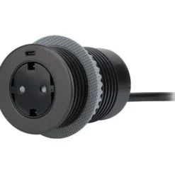 Jatkojohto Gelia Pöytäyksikkö 1+1 1,5m 1-osainen + 1xUSB-C + USB-A adapteri musta