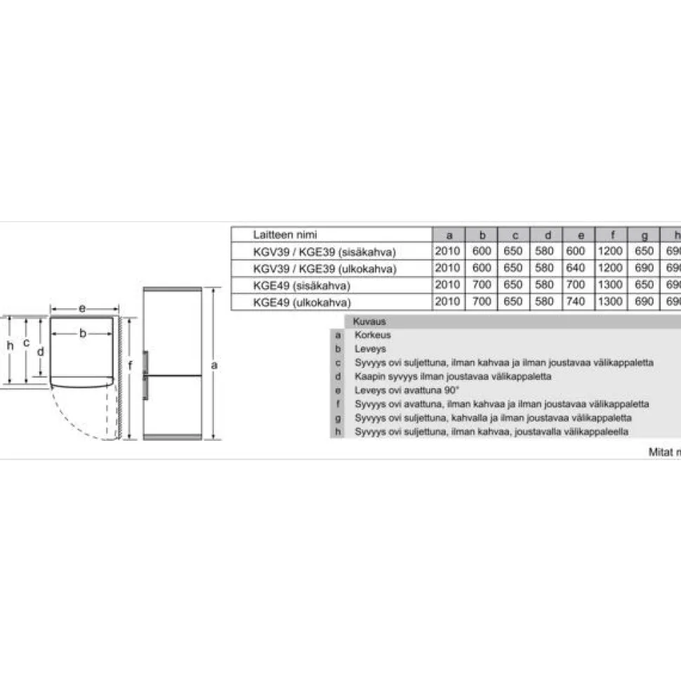 Jääkaappipakastin Bosch Serie 6 KGE49AWCA 70cm, 302/117 l, valkoinen