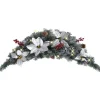 Joulukaari LED-valoilla, hopeisilla ja punaisilla koristeluilla, 90cm