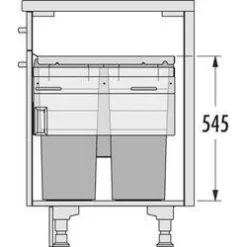 Jätevaunu Savo EURO CARGO 60cm 2x38 + 1x12 + 1x2,5 l