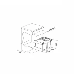Jäteyksikkö Blanco Flexon II Low XL 60/3, 1x30L + 2x8L, harmaa