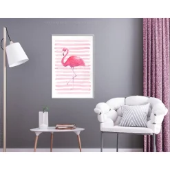 Juliste Artgeist Flamingo and Stripes kehyksillä eri kokoja