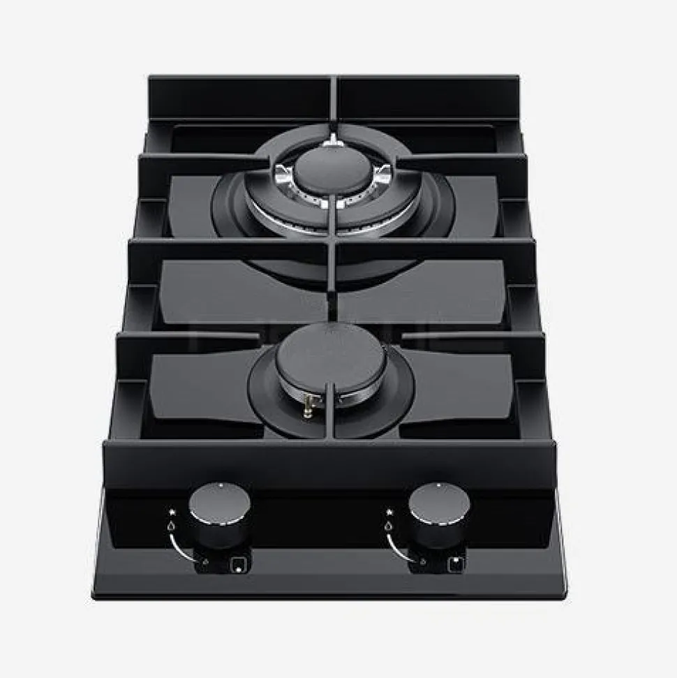 Kaasuliesitaso Schlosser PGH321GWFFD 30 cm 2-liekkinen musta