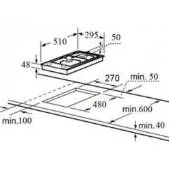 Kaasuliesitaso Schlosser PGH321GWFFD 30 cm 2-liekkinen musta
