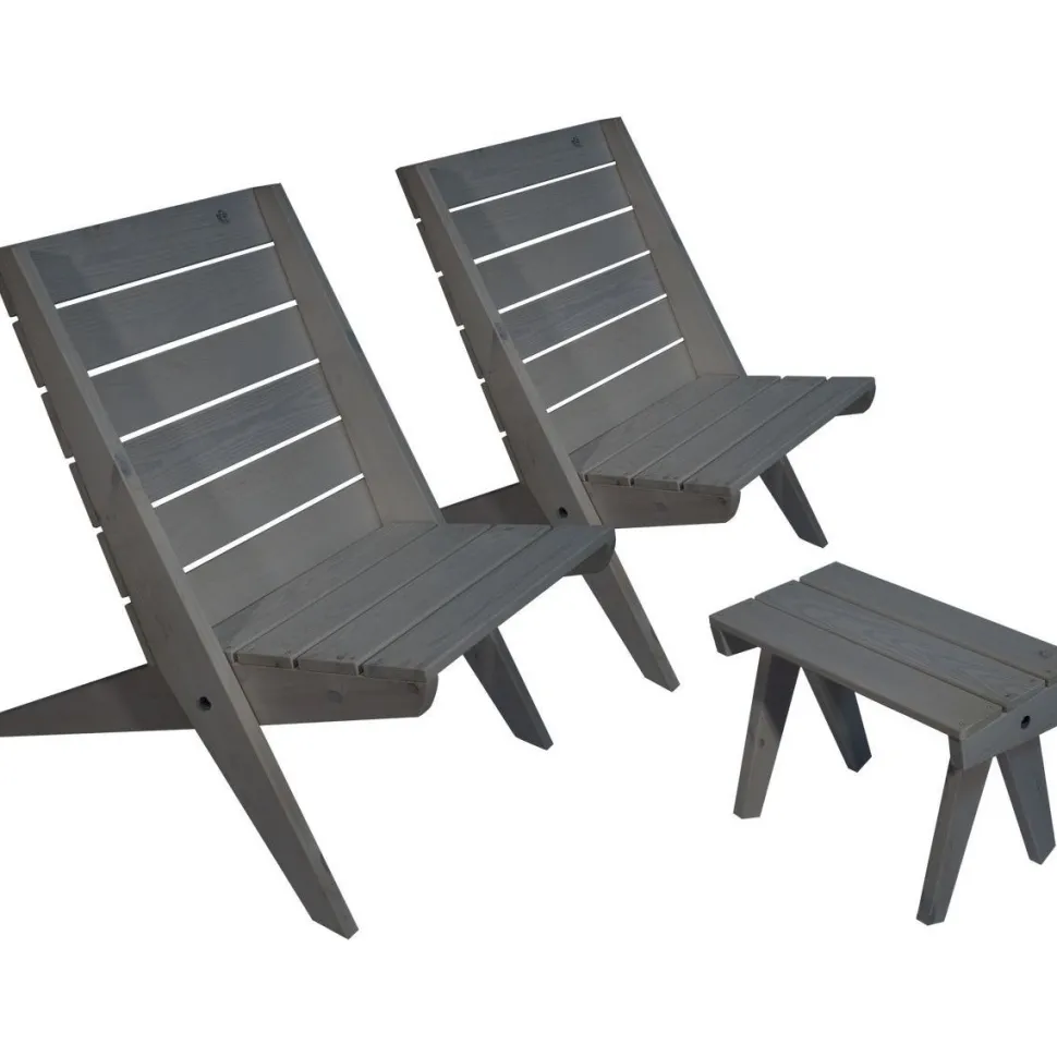 Kalusteryhmä EcoFurn Granny, 2 tuolia + pöytä, mänty