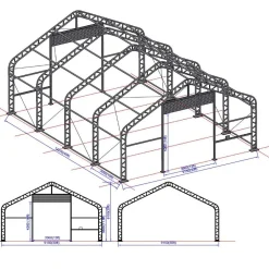 Kalustohalli Ranch Premium, 9.15x12.2x6.1m, 900g pvc, harmaa