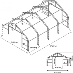 Kalustohalli Ranch Premium 6,1x9,76x4,88 m 900 g