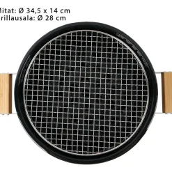 Kamado-grilli Easy Cooking Kamado Korea/Hibachi BBQ, Ø28 cm, pöytämalli, musta