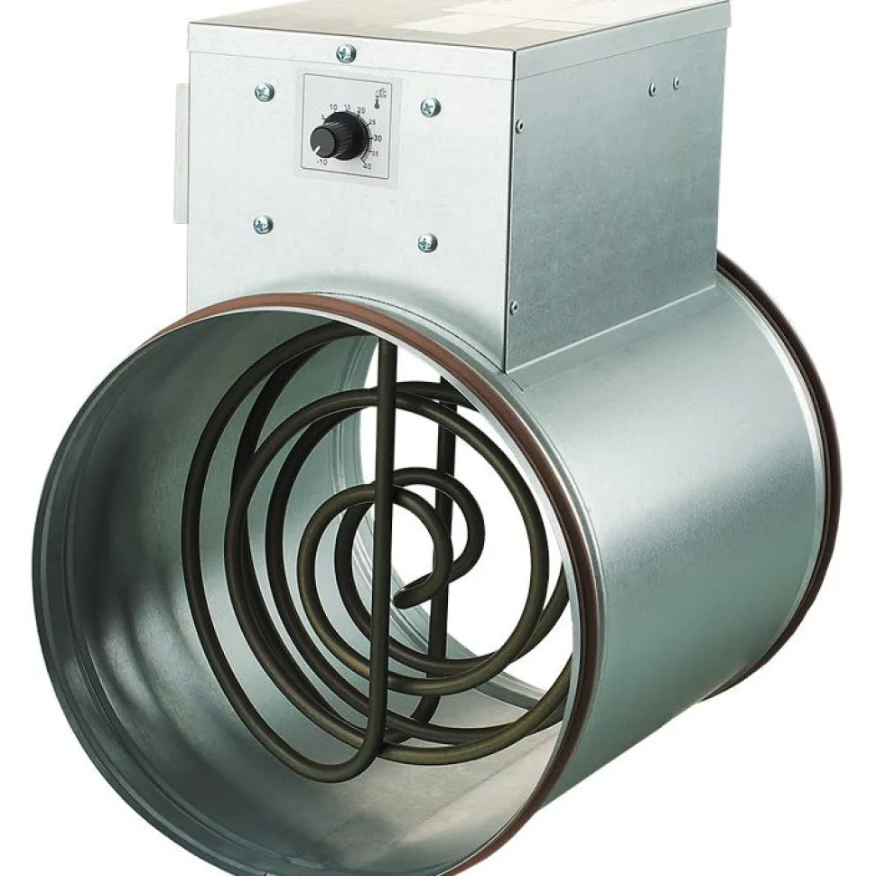 Kanavalämmitin Airsec NK 125-1.2-1 U, 125 mm/1.2 kW, integroitu termostaatti