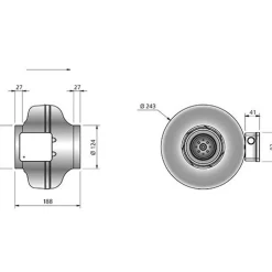 Kanavapuhallin Östberg CK 125 A, IV-kanavan halkaisija 125 mm