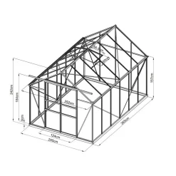 Kasvihuone AB Polar, 8.94m², turvalaseilla, tummanharmaa runko