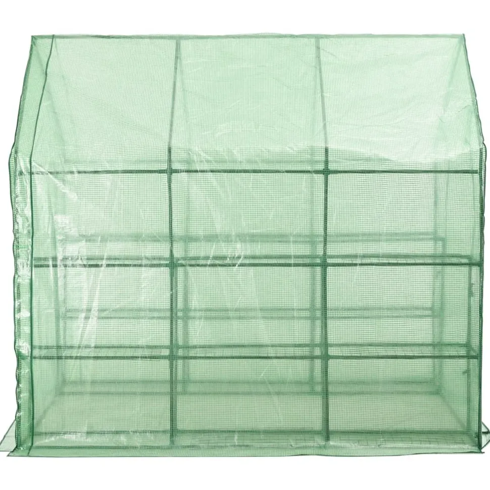 Kasvihuone 12 hyllyllä teräs 143x214x196 cm (46913)