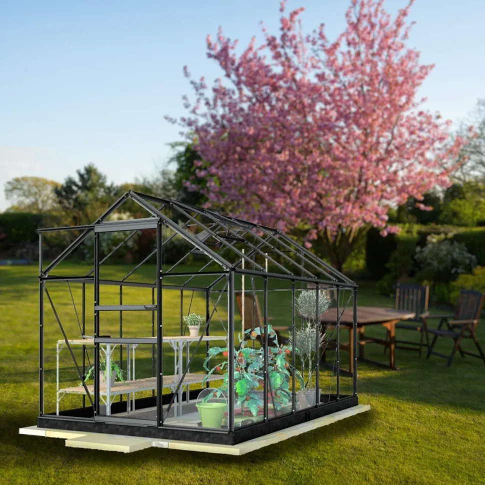 Kasvihuone Lykke Glass 8,2m² musta