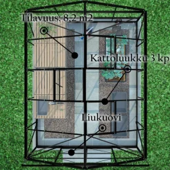 Kasvihuone Lykke Glass 8,2m² musta