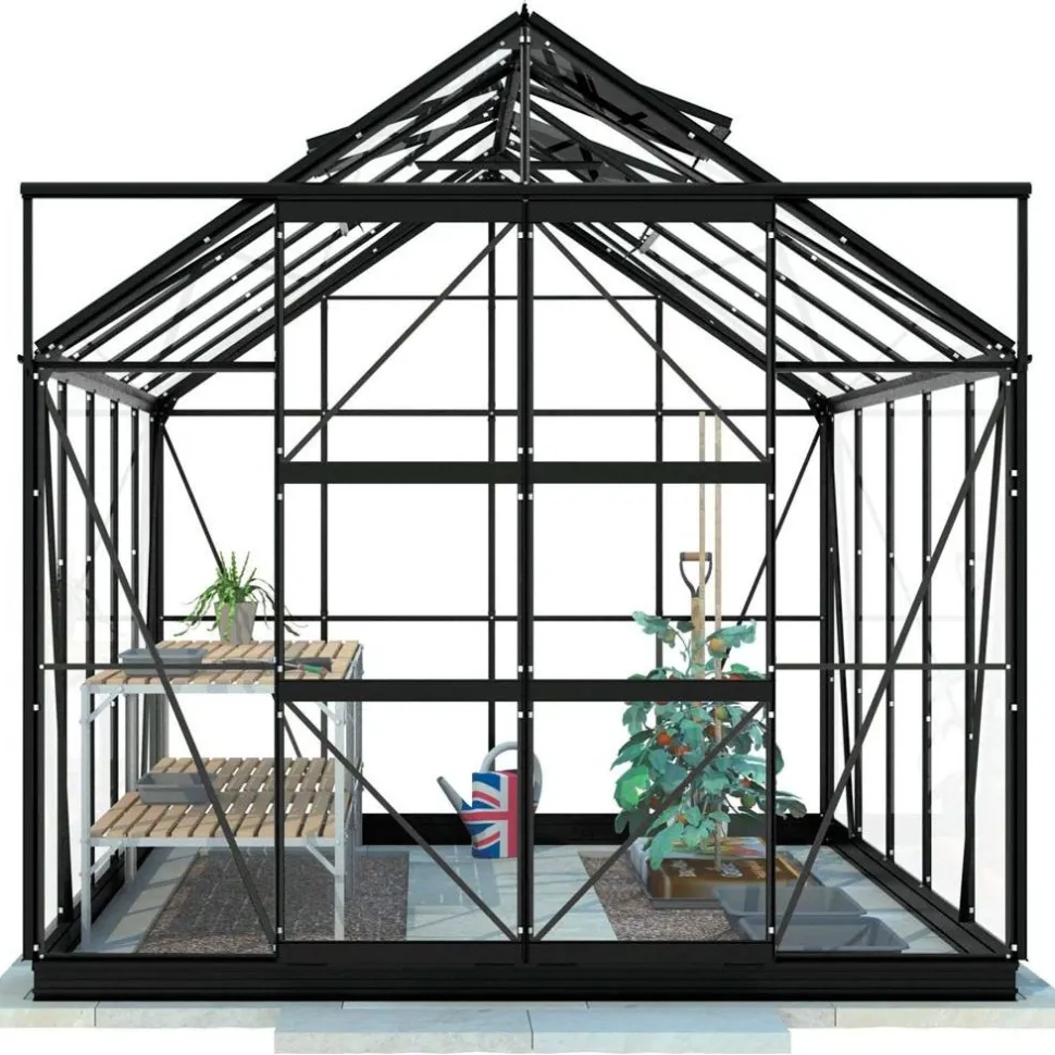 Kasvihuone Lykke Glass 8,2m² musta