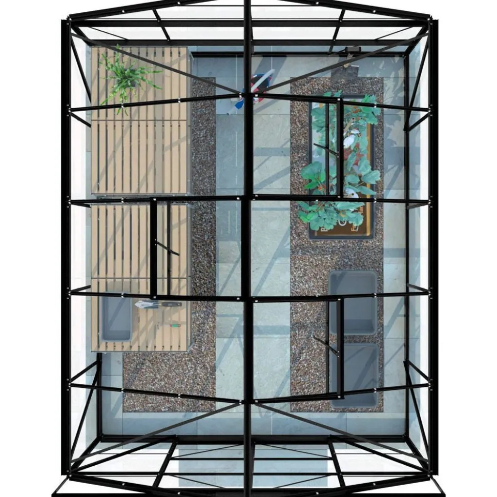 Kasvihuone Lykke Glass 8,2m² musta