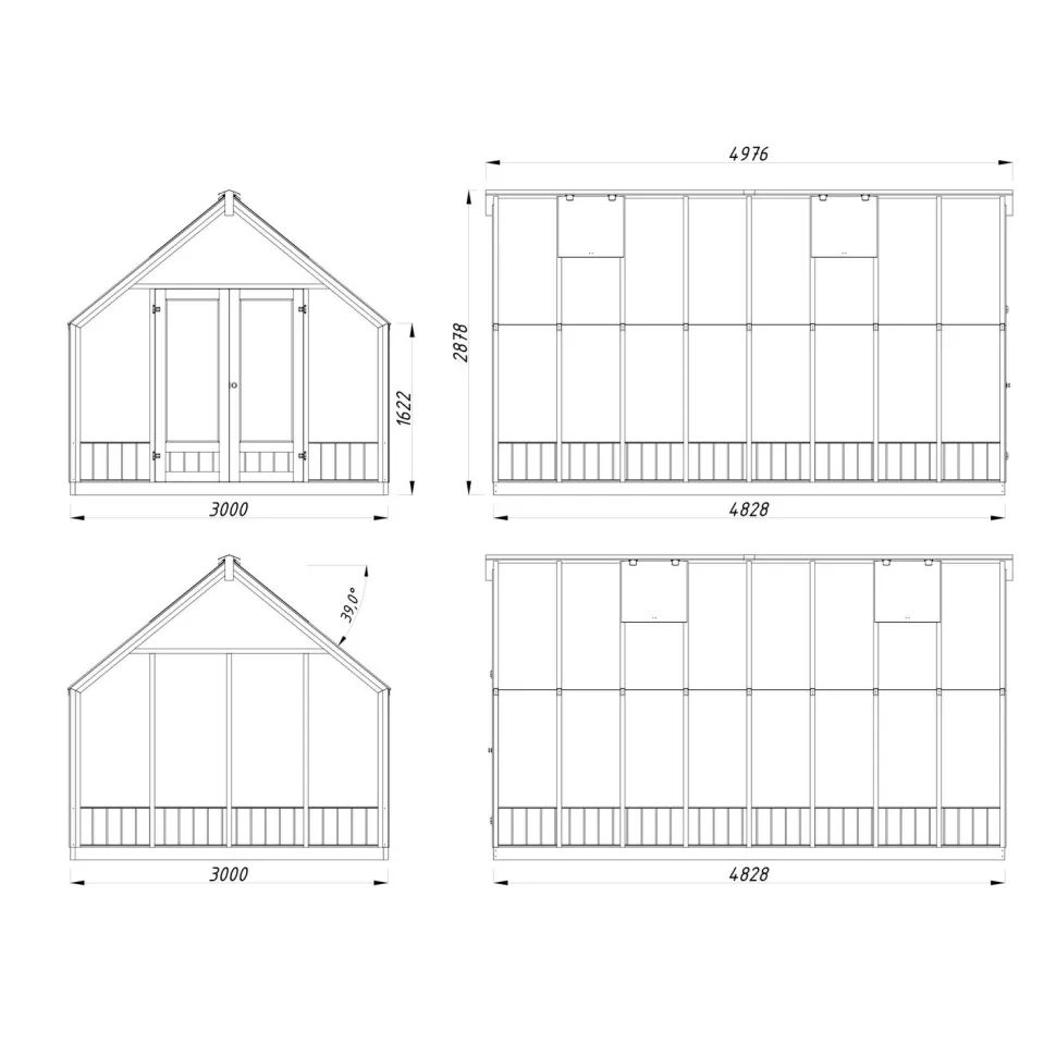 Kasvihuone Palmako Emilia 13,8 m2, turvalasi, puurunko, harmaa RAL7012