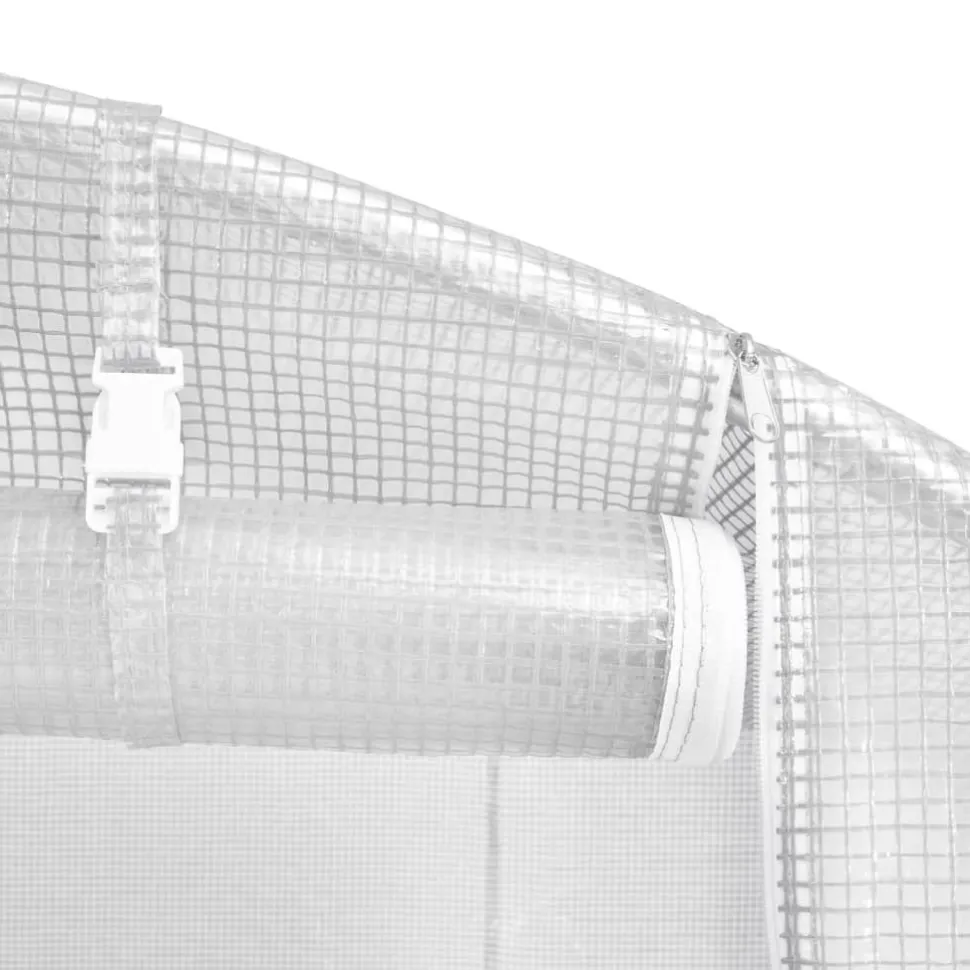Kasvihuone teräsrungolla, valkoinen tai vihreä, eri kokoja (29942)
